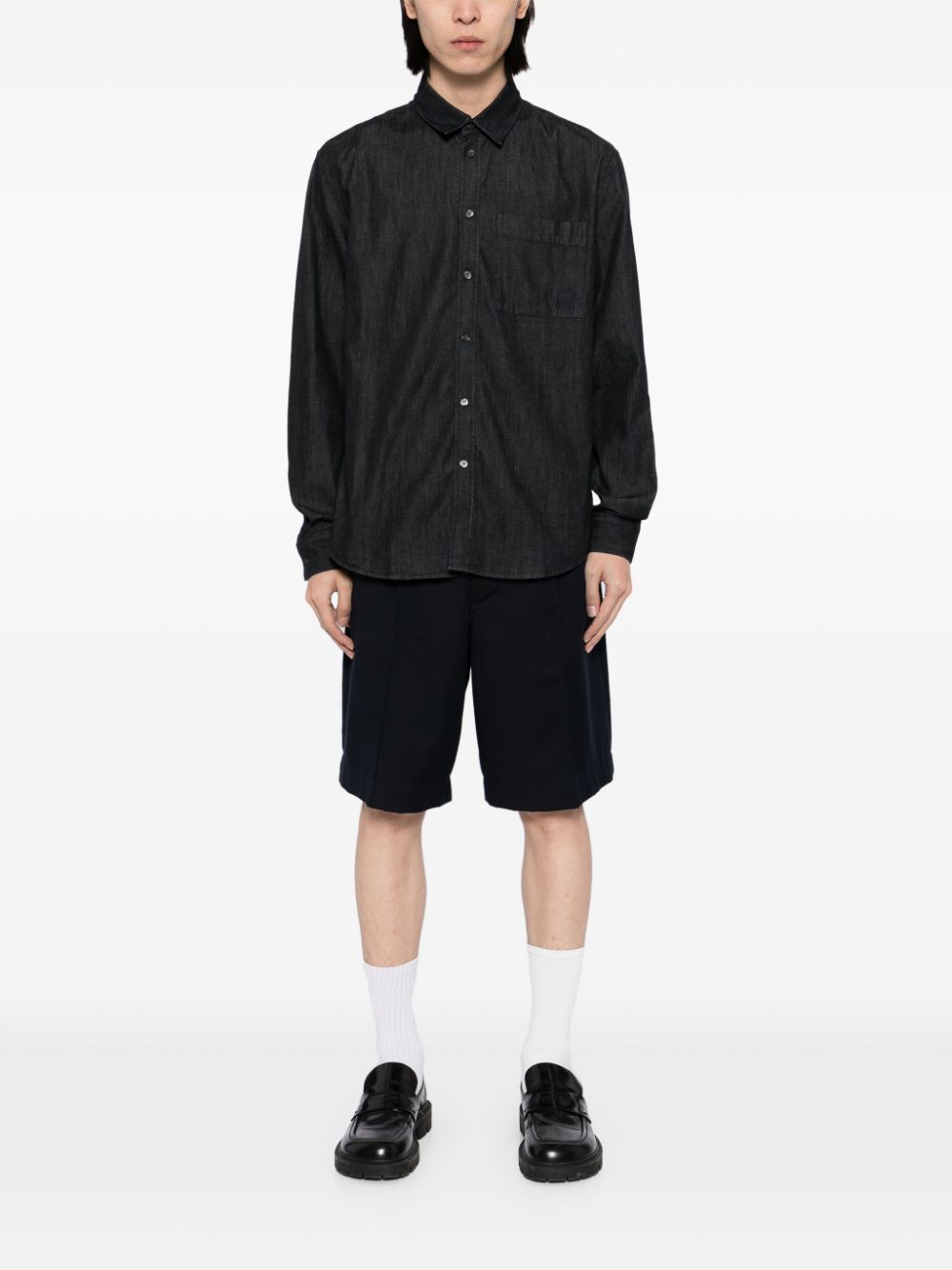 Maison-Kitsune Shirts Men Maison Kitsuné Cotton Shirt Blue