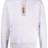 Maison-Kitsune Maison Kitsuné fox-print mélange-jersey Hoodie Grey Men Hoodies