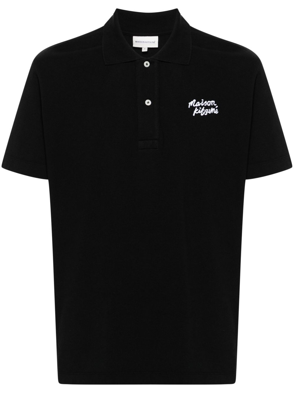 Maison-Kitsune Polo Shirts Men Maison Kitsuné Handwriting logo-embroidered Polo Shirt Black