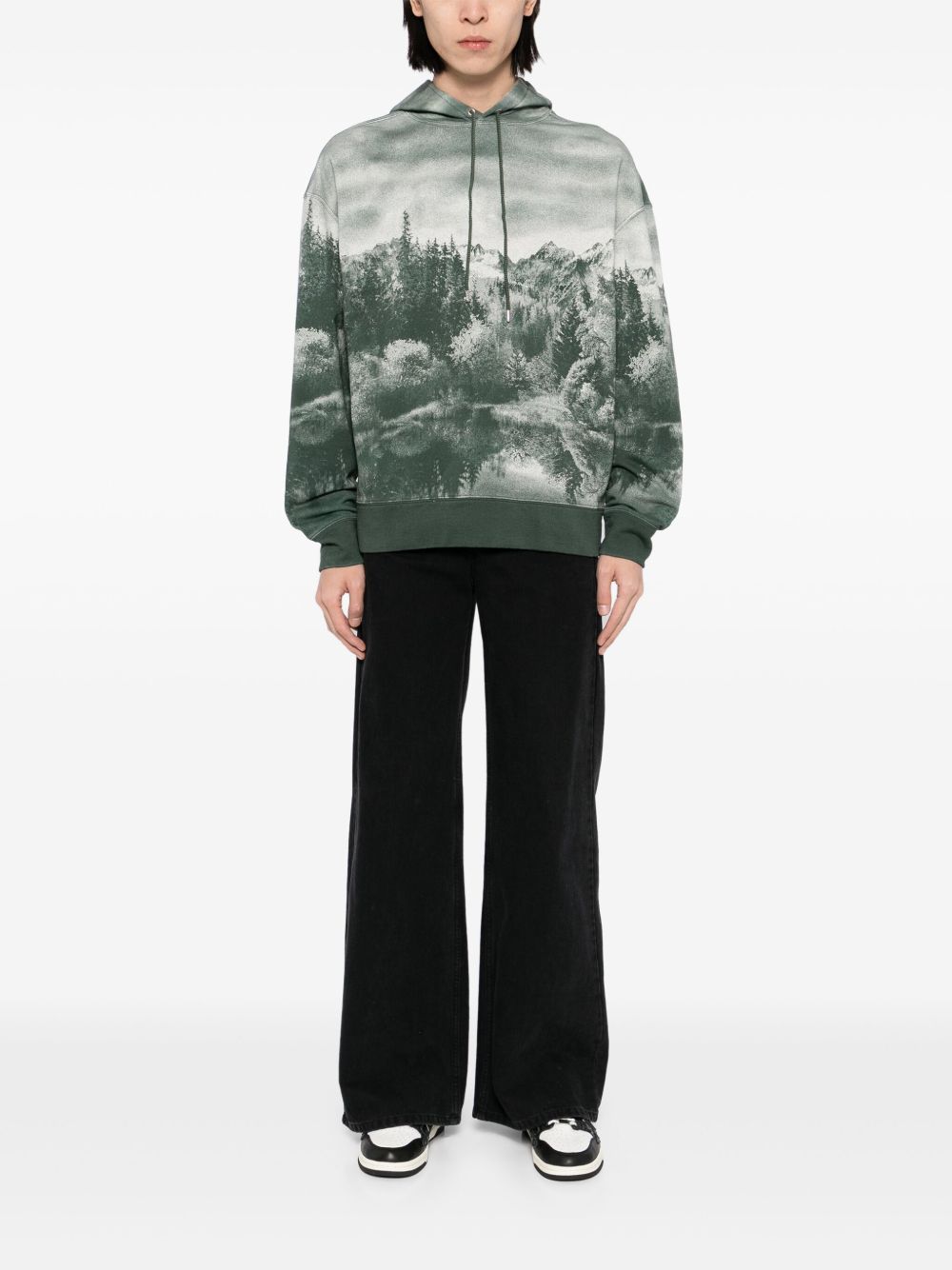 Maison-Kitsune Hoodies Men Maison Kitsuné Landscape Hoodie Green