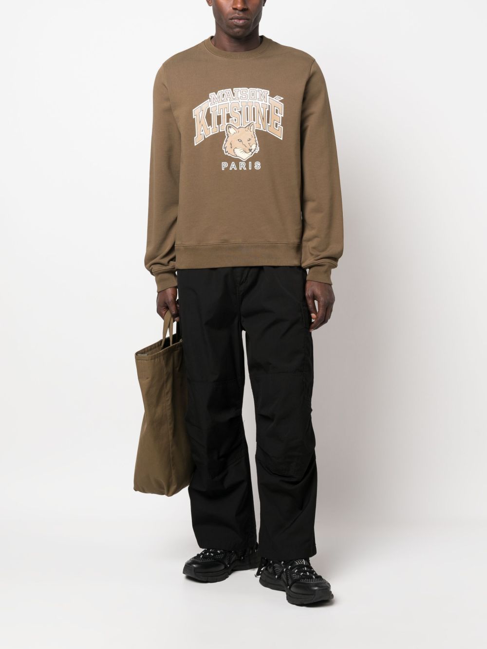 Men Sweatshirts Maison-Kitsune Maison Kitsuné logo-print Cotton Sweatshirt Green