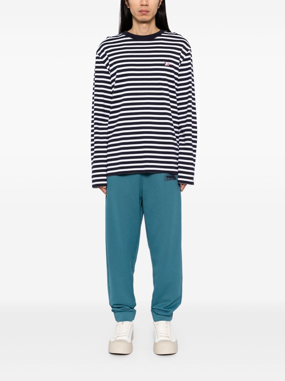 Men Sweatpants Maison-Kitsune Maison Kitsuné Flash Fox Patch Sweatpants Blue