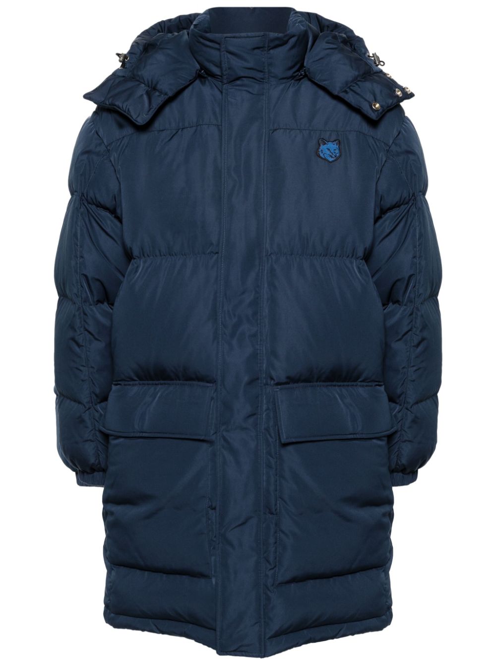 Maison Kitsuné Fox-appliqué Padded Coat Blue Men Down Coats Maison-Kitsune