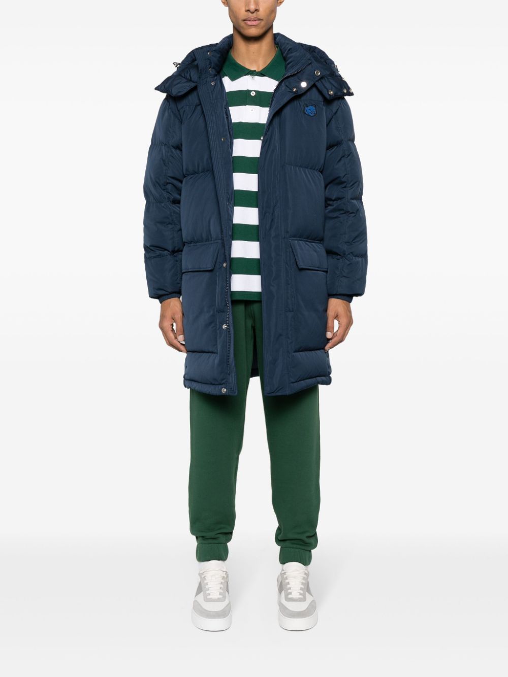 Maison Kitsuné Fox-appliqué Padded Coat Blue Men Down Coats Maison-Kitsune