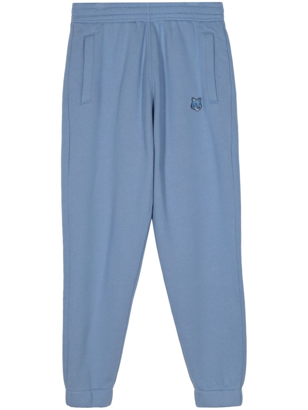 Maison Kitsuné Fox-appliqué Cotton Track Pants Blue Men Sweatpants Maison-Kitsune