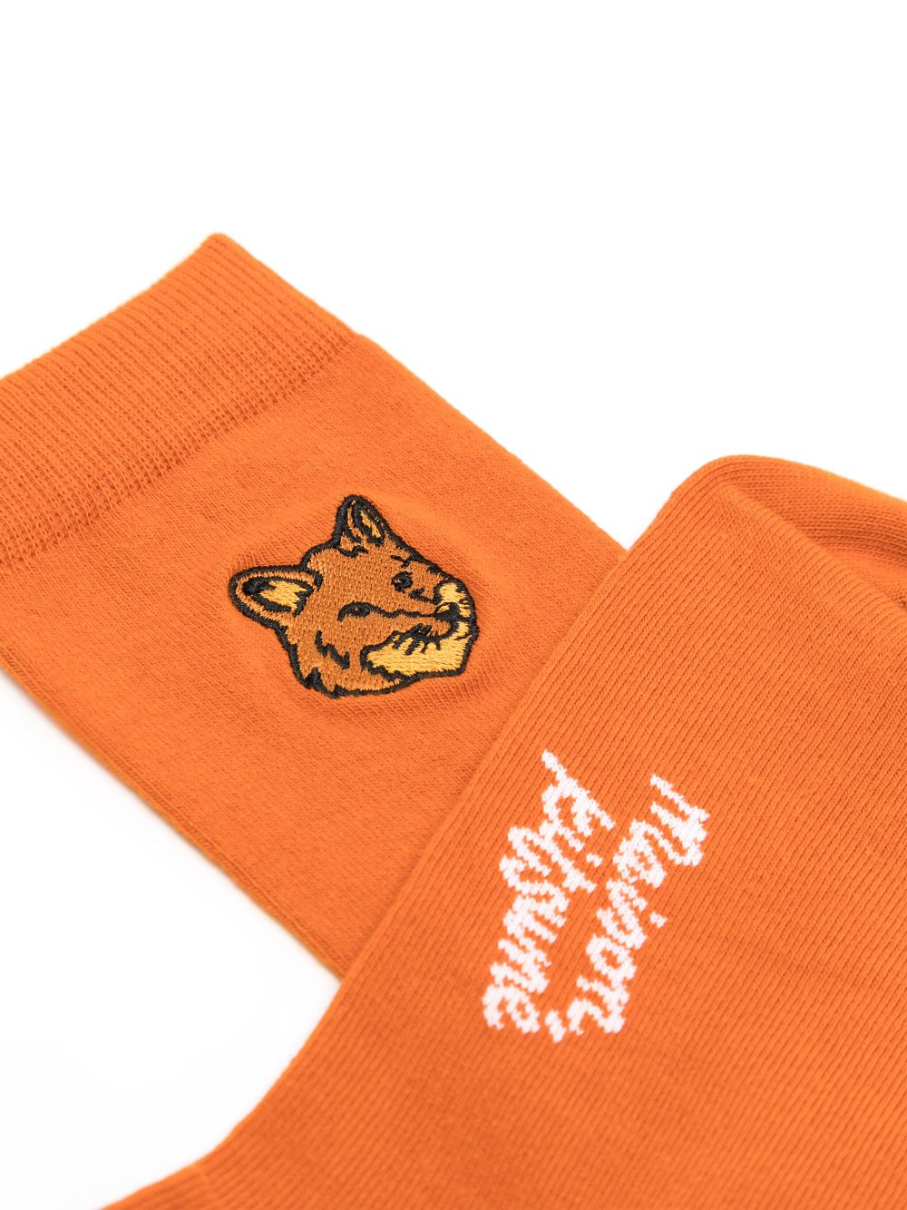 Maison-Kitsune Maison Kitsuné Fox Head logo-intarsia Socks Brown Men Socks