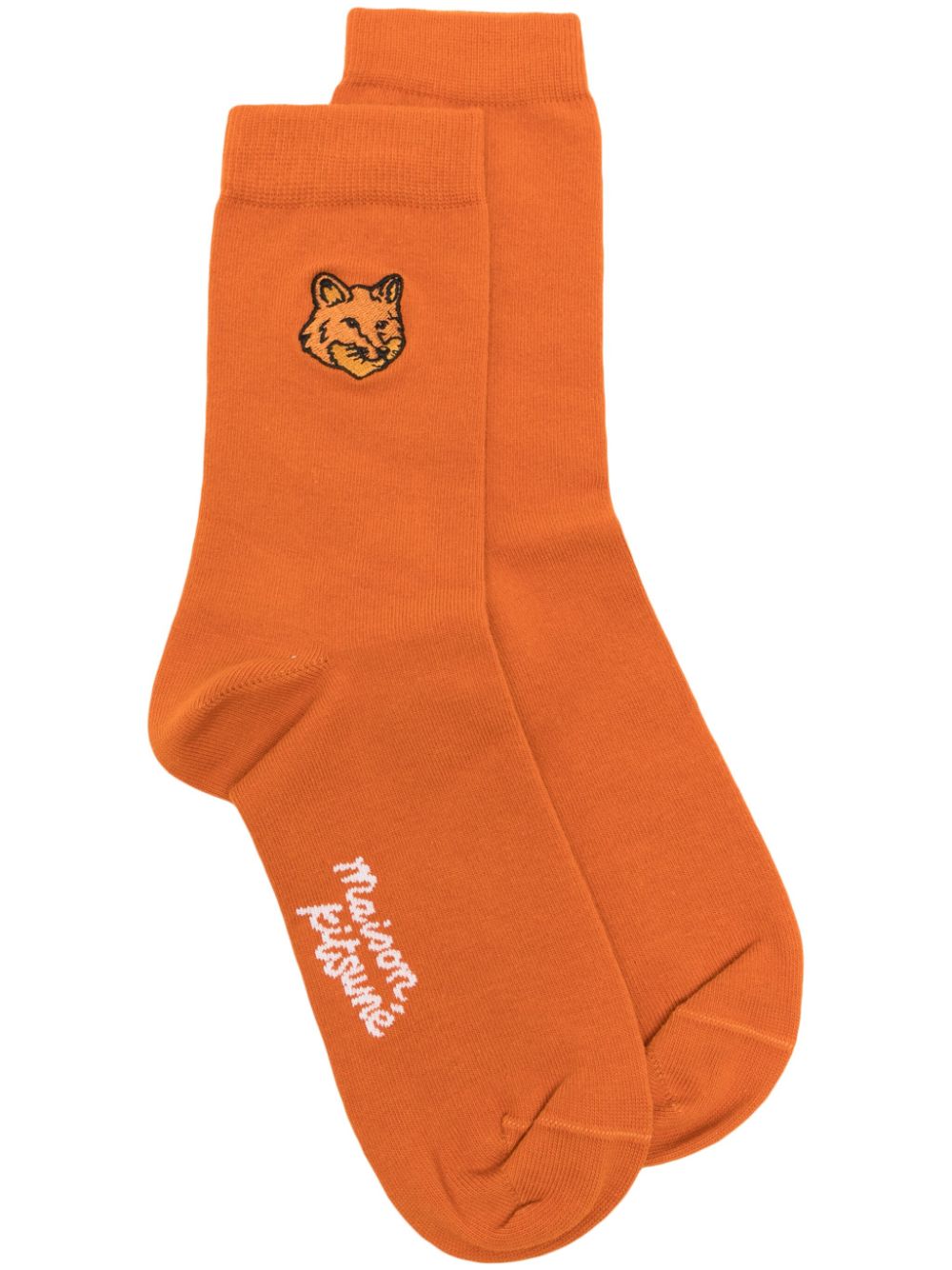 Maison-Kitsune Maison Kitsuné Fox Head logo-intarsia Socks Brown Men Socks