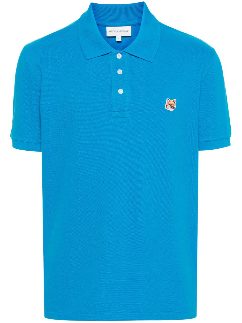 Maison Kitsuné Fox Head Cotton Polo Shirt Blue Men Polo Shirts Maison-Kitsune