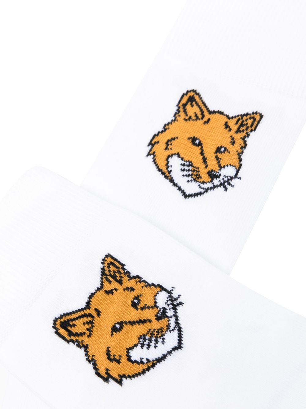 Maison Kitsuné Fox-motif cotton-blend Socks White Men Socks Maison-Kitsune