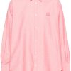Men Shirts Maison-Kitsune Maison Kitsuné Contour Fox Head-embroidery Cotton Shirt Pink