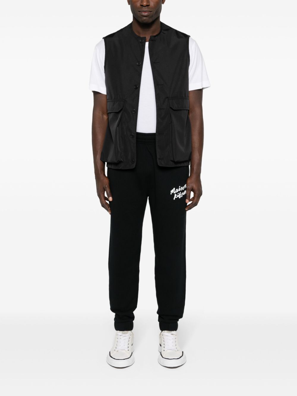 Maison Kitsuné logo-print Track Pants Black Men Sweatpants Maison-Kitsune