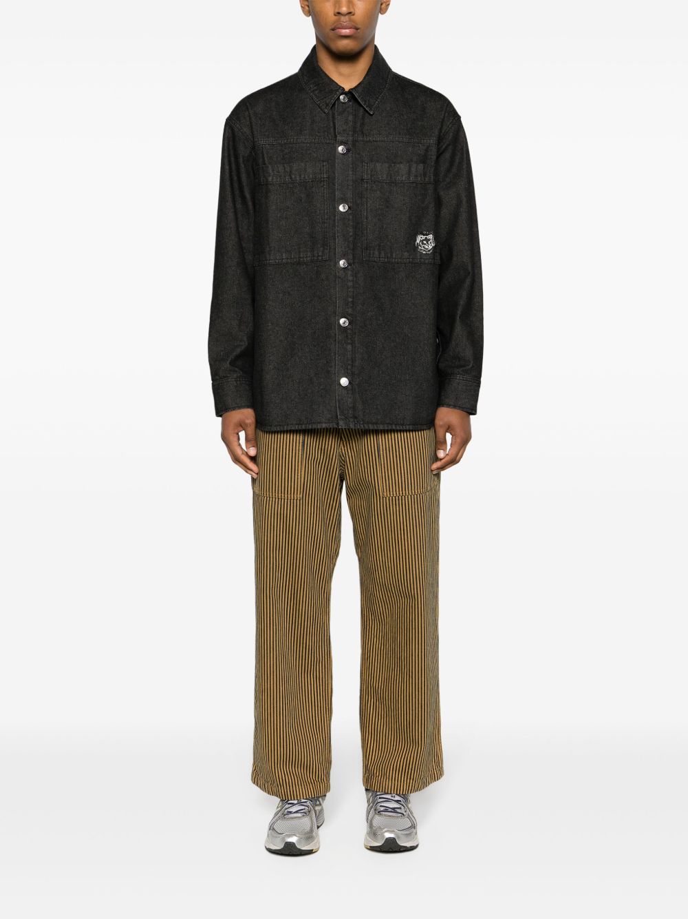 Men Shirt Jackets Maison-Kitsune Maison Kitsuné Tiger Head Cotton Shirt Jacket Black
