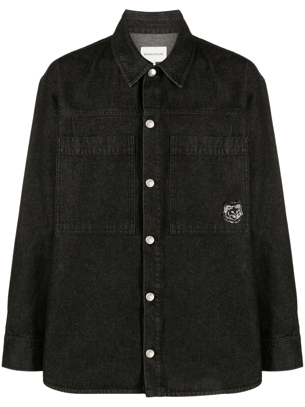 Men Shirt Jackets Maison-Kitsune Maison Kitsuné Tiger Head Cotton Shirt Jacket Black