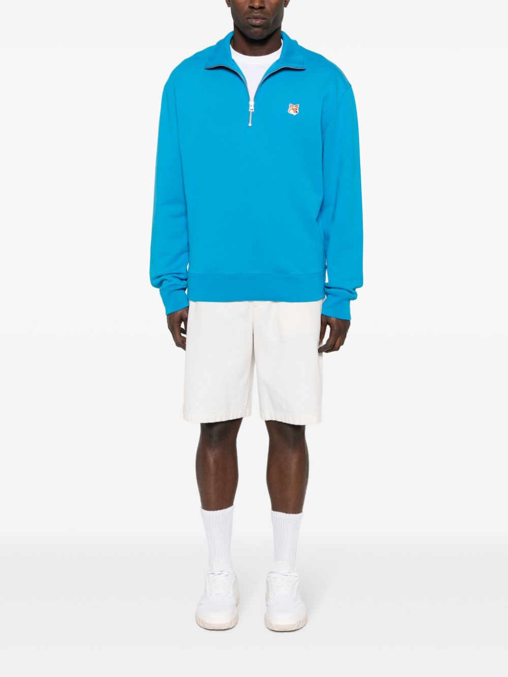 Men Sweatshirts Maison-Kitsune Maison Kitsuné Fox Head Cotton Sweatshirt Blue