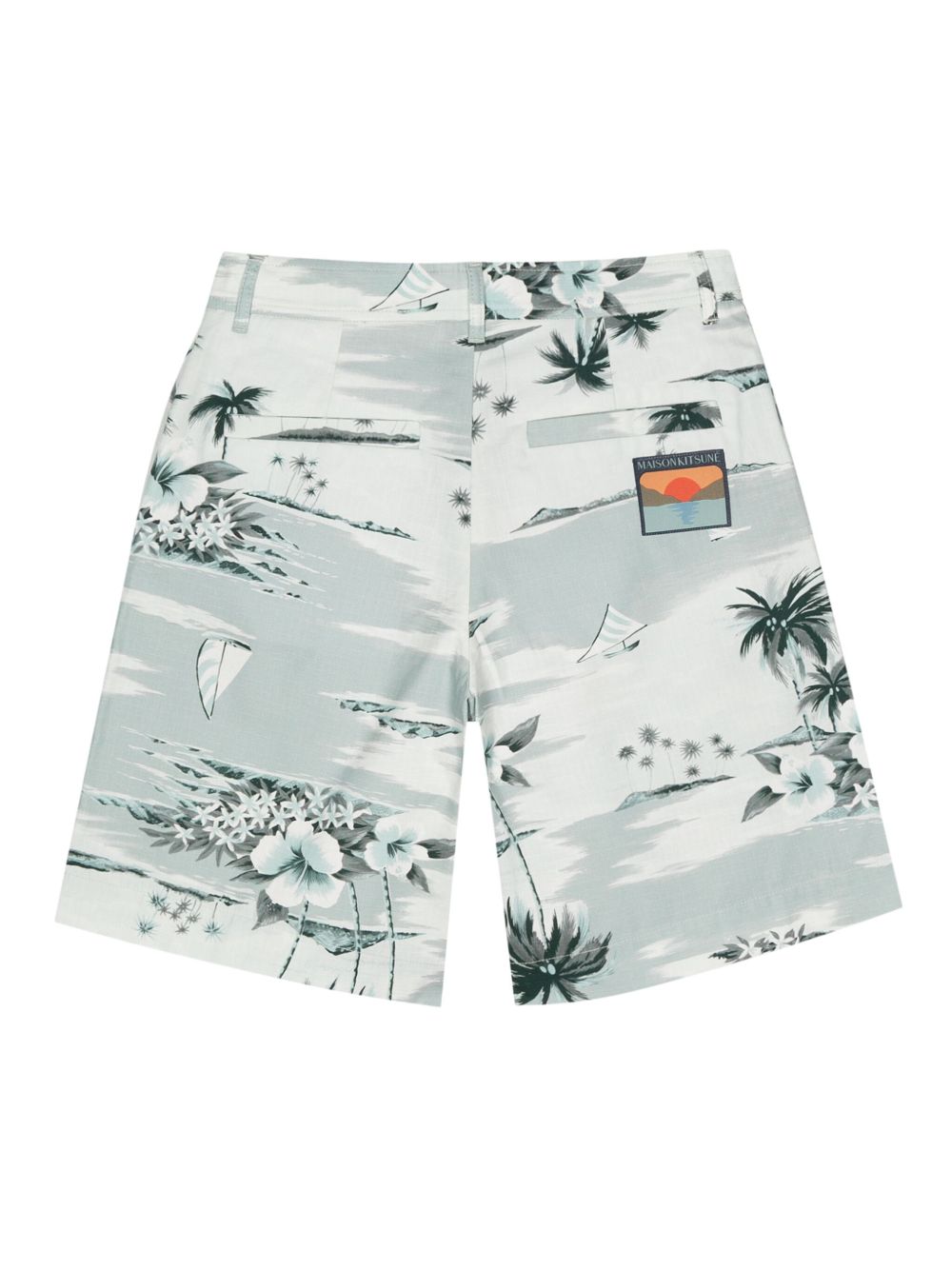 Maison Kitsuné graphic-print Deck Shorts Blue Maison-Kitsune Men Deck Shorts