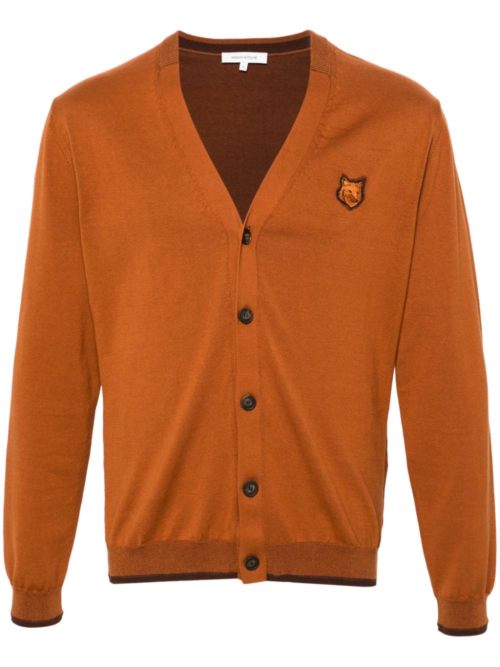 Maison-Kitsune Maison Kitsuné logo-patch Cotton Cardigan Brown Men Cardigans