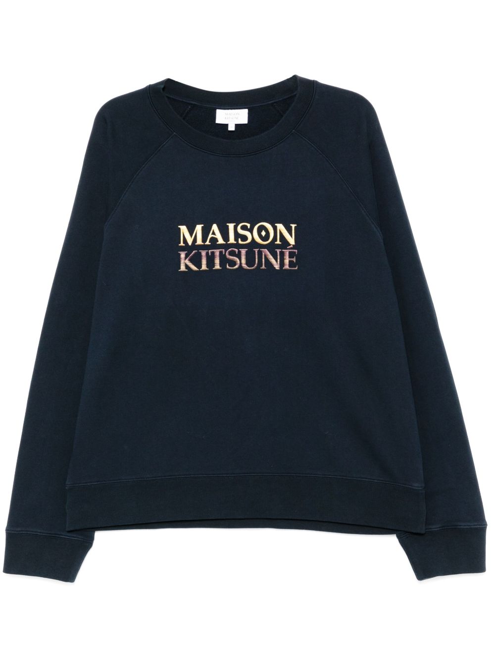 Men Sweatshirts Maison-Kitsune Maison Kitsuné Embroidered Logo Sweater Blue
