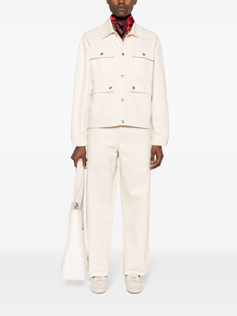 Maison-Kitsune Shirt Jackets Men Maison Kitsuné straight-collar Cotton Shirt Jacket Neutrals