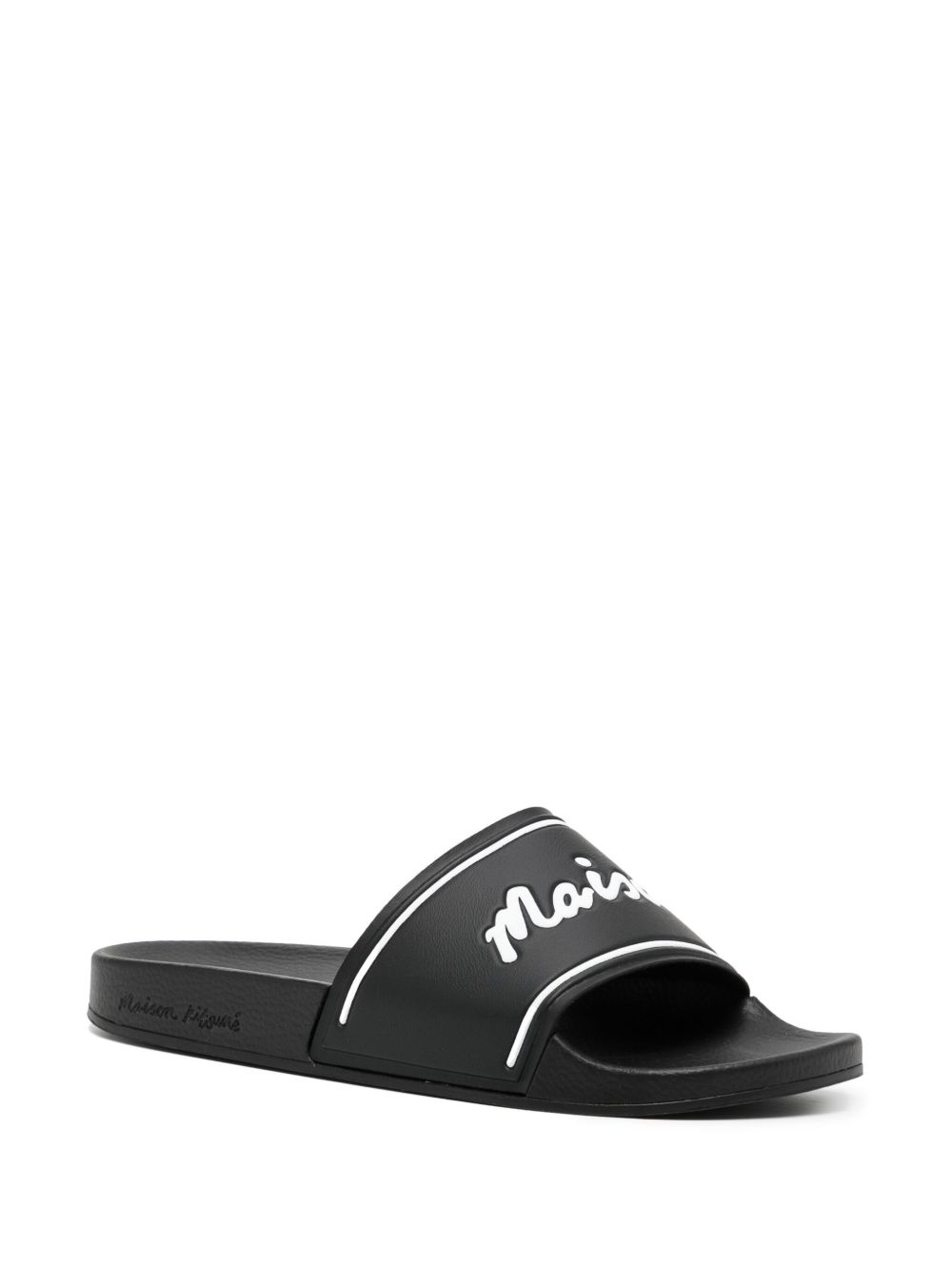 Men Flip Flops & Slides Maison-Kitsune Maison Kitsuné MAISON KITSUNE HANDWRITTING SLIDES Black
