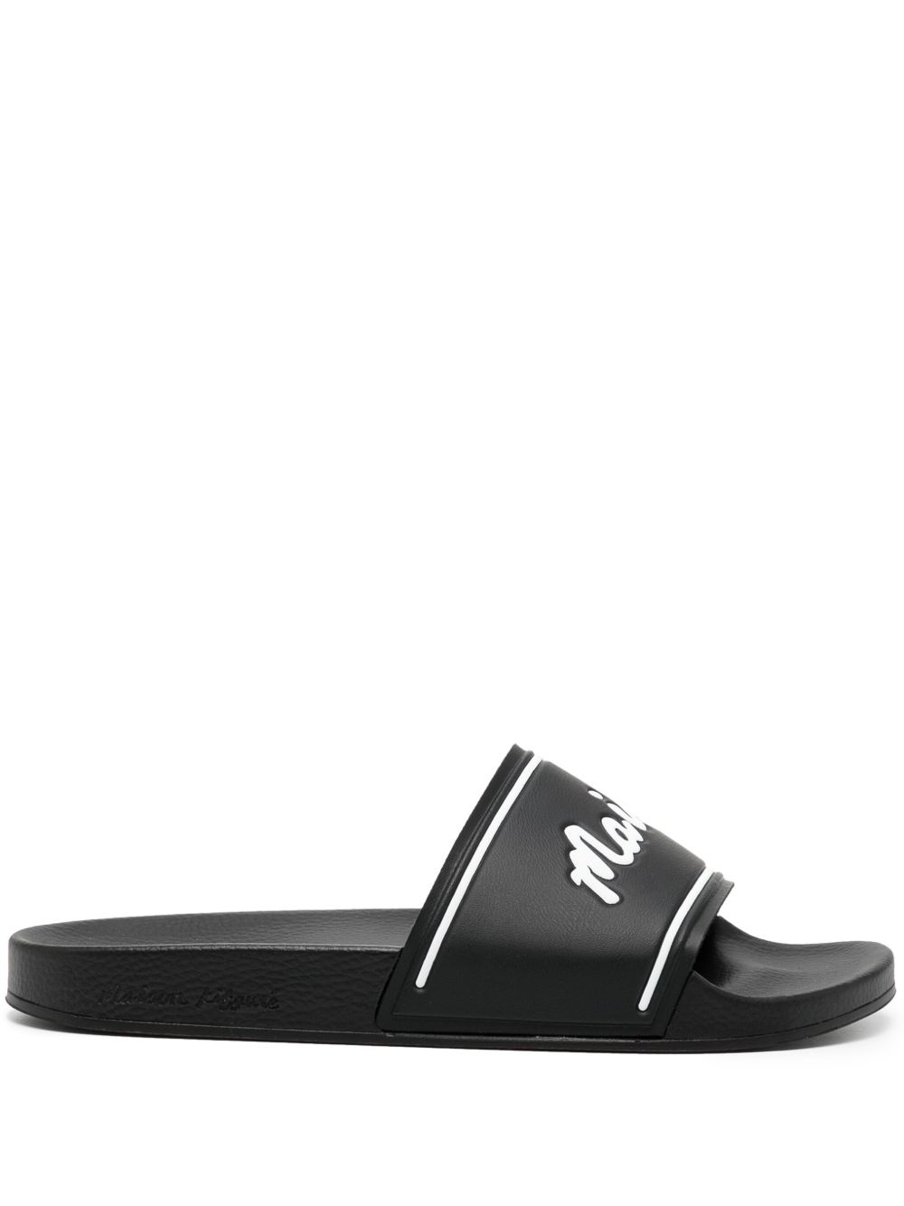 Men Flip Flops & Slides Maison-Kitsune Maison Kitsuné MAISON KITSUNE HANDWRITTING SLIDES Black