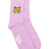 Maison-Kitsune Socks Men Maison Kitsuné Fox Head logo-intarsia Socks Purple