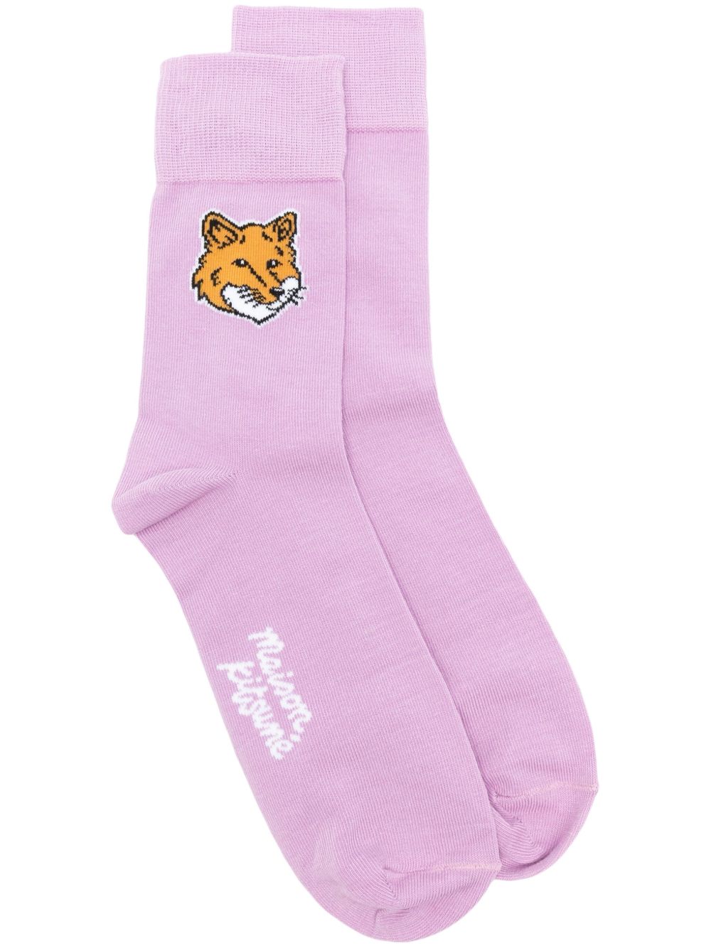 Maison-Kitsune Socks Men Maison Kitsuné Fox Head logo-intarsia Socks Purple