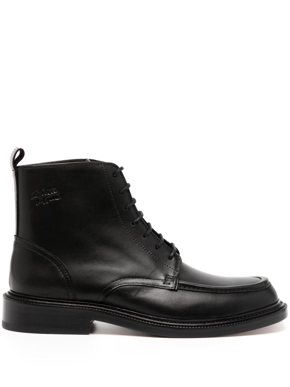 Maison Kitsuné lace-up Leather Boots Black Men Boots Maison-Kitsune