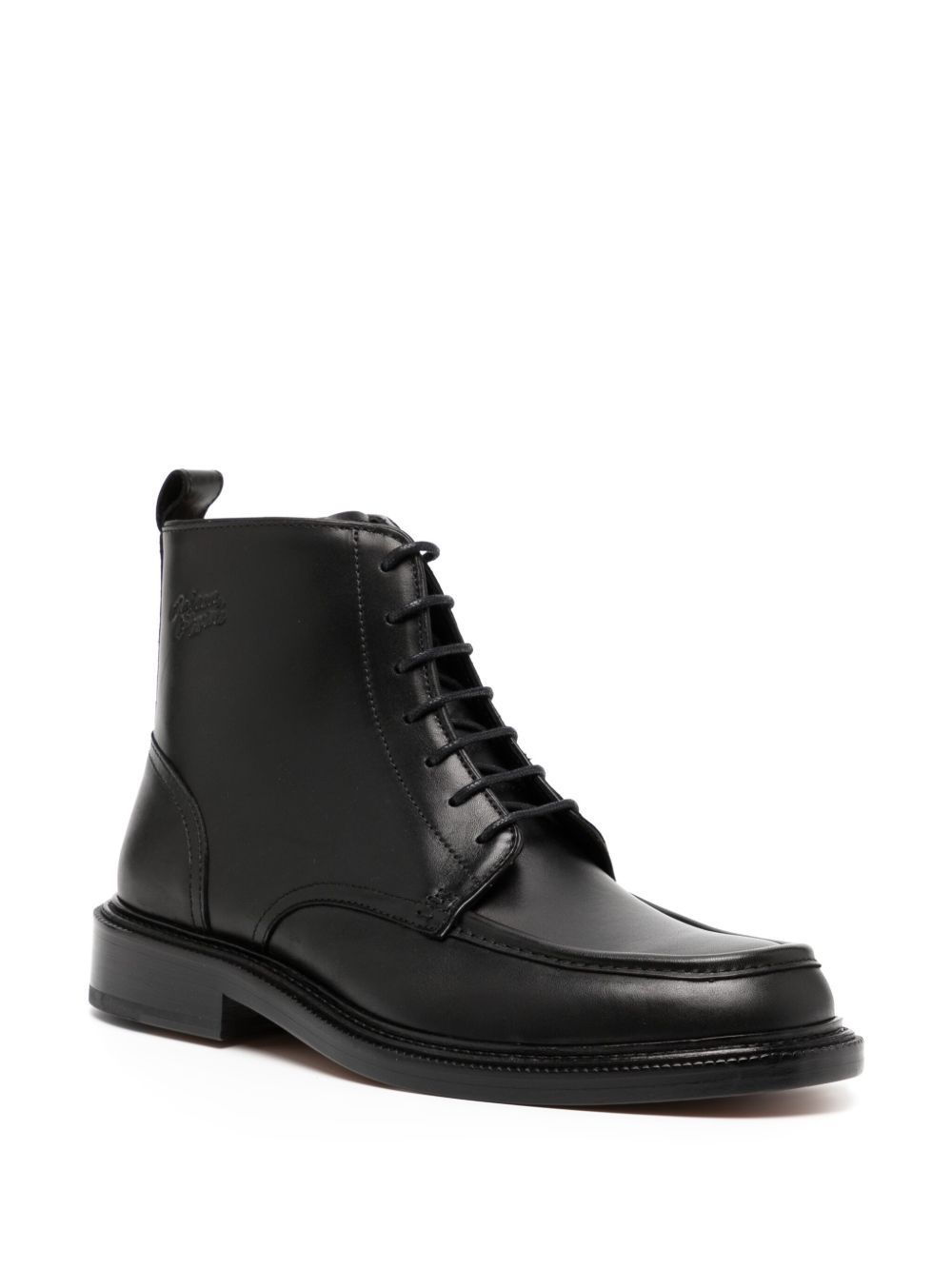 Maison Kitsuné lace-up Leather Boots Black Men Boots Maison-Kitsune