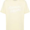 Maison-Kitsune Maison Kitsuné Handwriting-print Cotton T-shirt Yellow Men T-Shirts