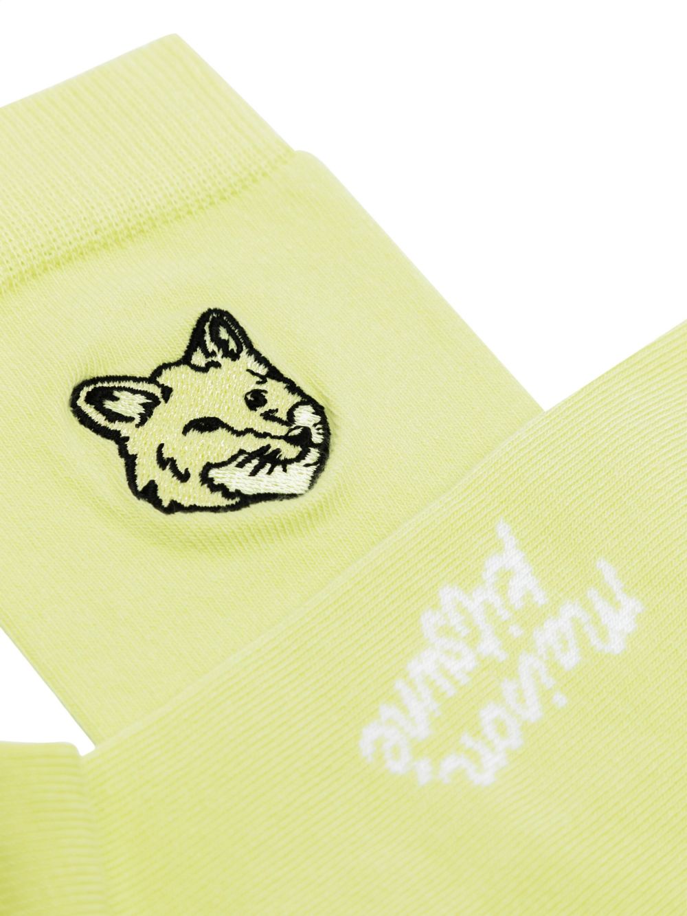 Maison-Kitsune Socks Men Maison Kitsuné Fox Head Cotton Socks Yellow