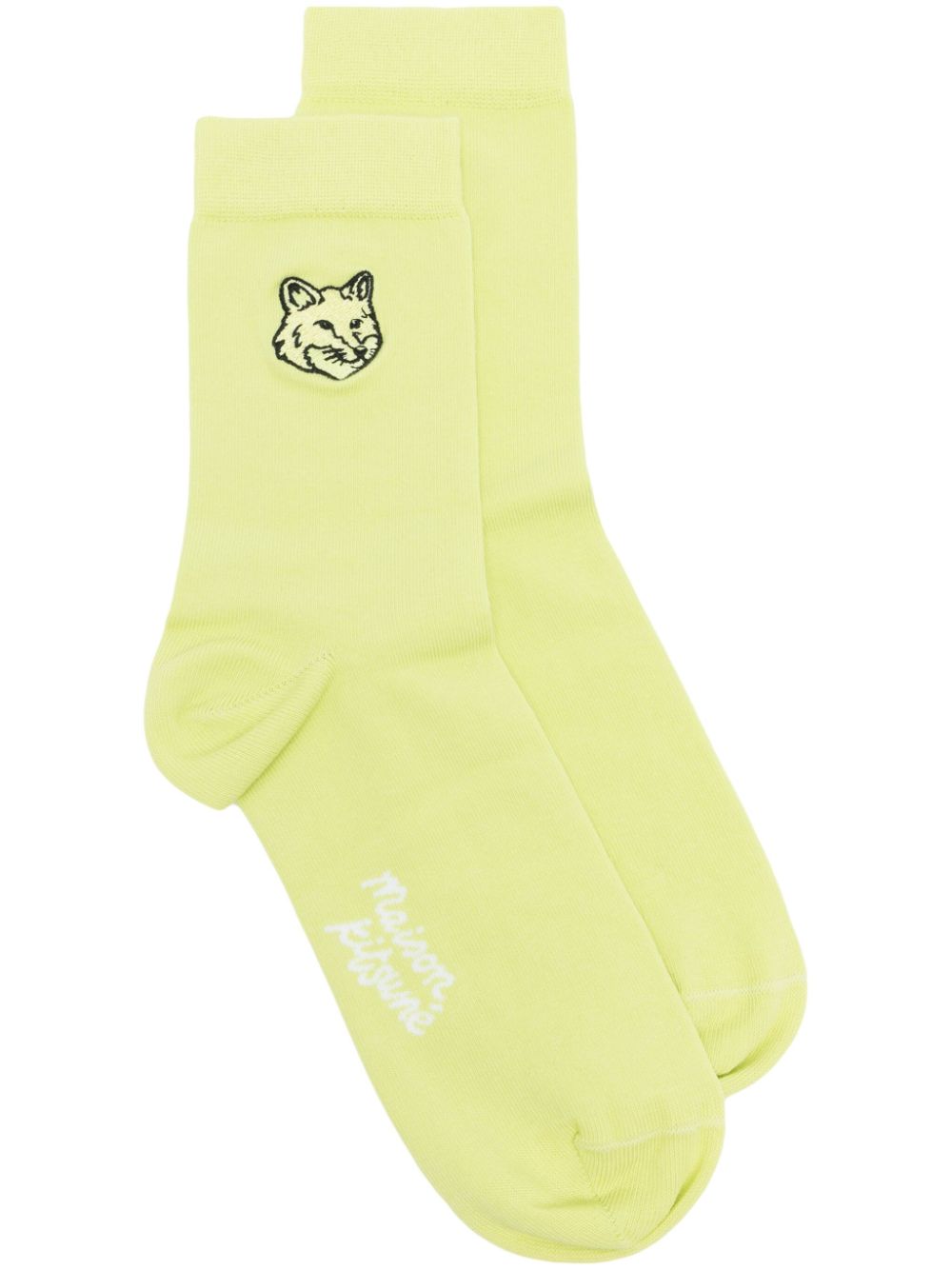 Maison-Kitsune Socks Men Maison Kitsuné Fox Head Cotton Socks Yellow