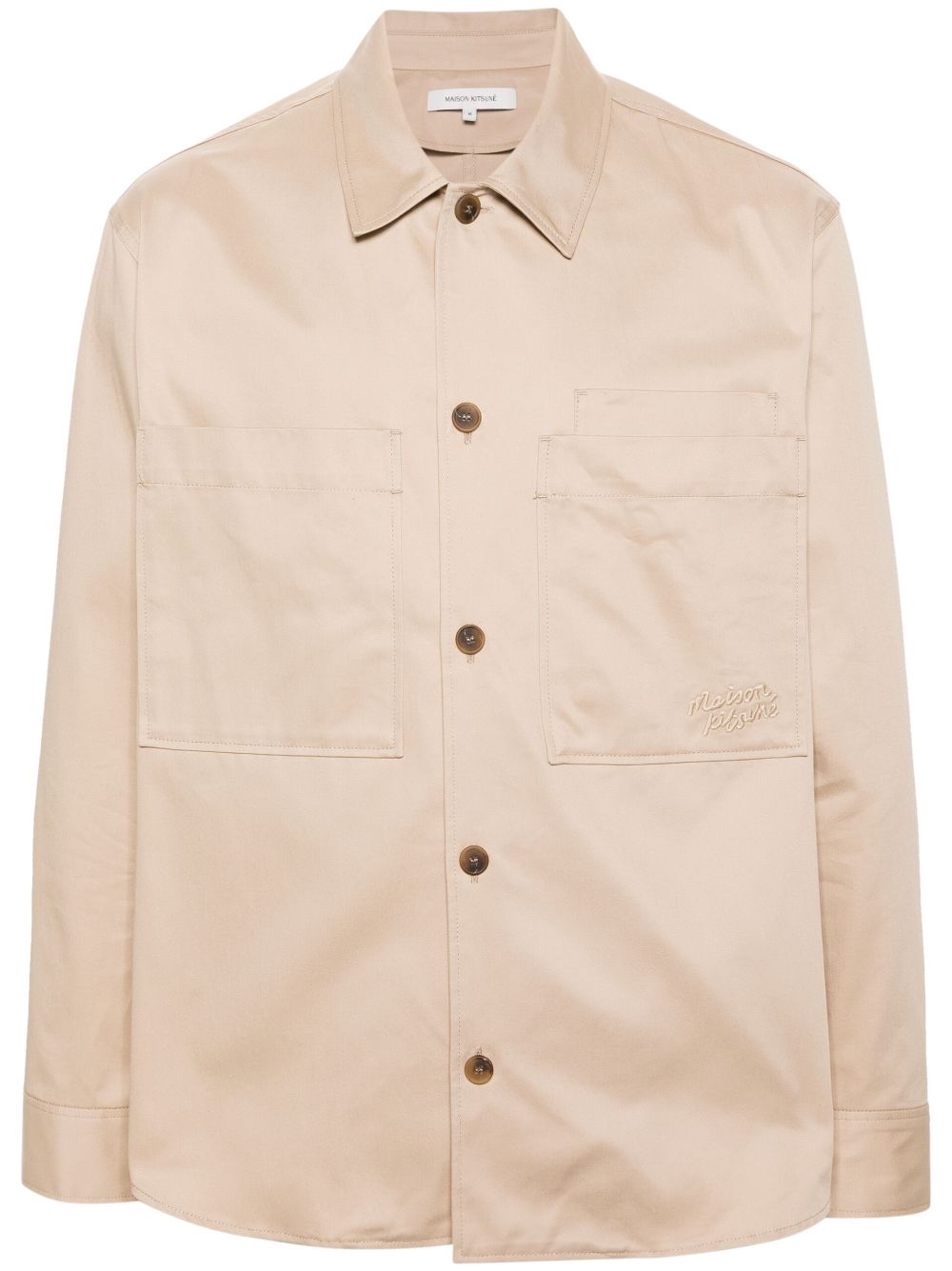 Maison-Kitsune Shirts Men Maison Kitsuné button-up Cotton Overshirt Neutrals