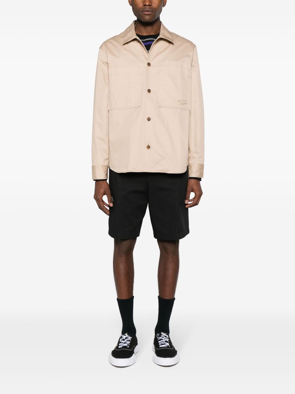 Maison-Kitsune Shirts Men Maison Kitsuné button-up Cotton Overshirt Neutrals