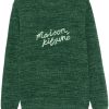Maison-Kitsune Knitted Sweaters Men Maison Kitsuné logo-embroidered Sweater Green