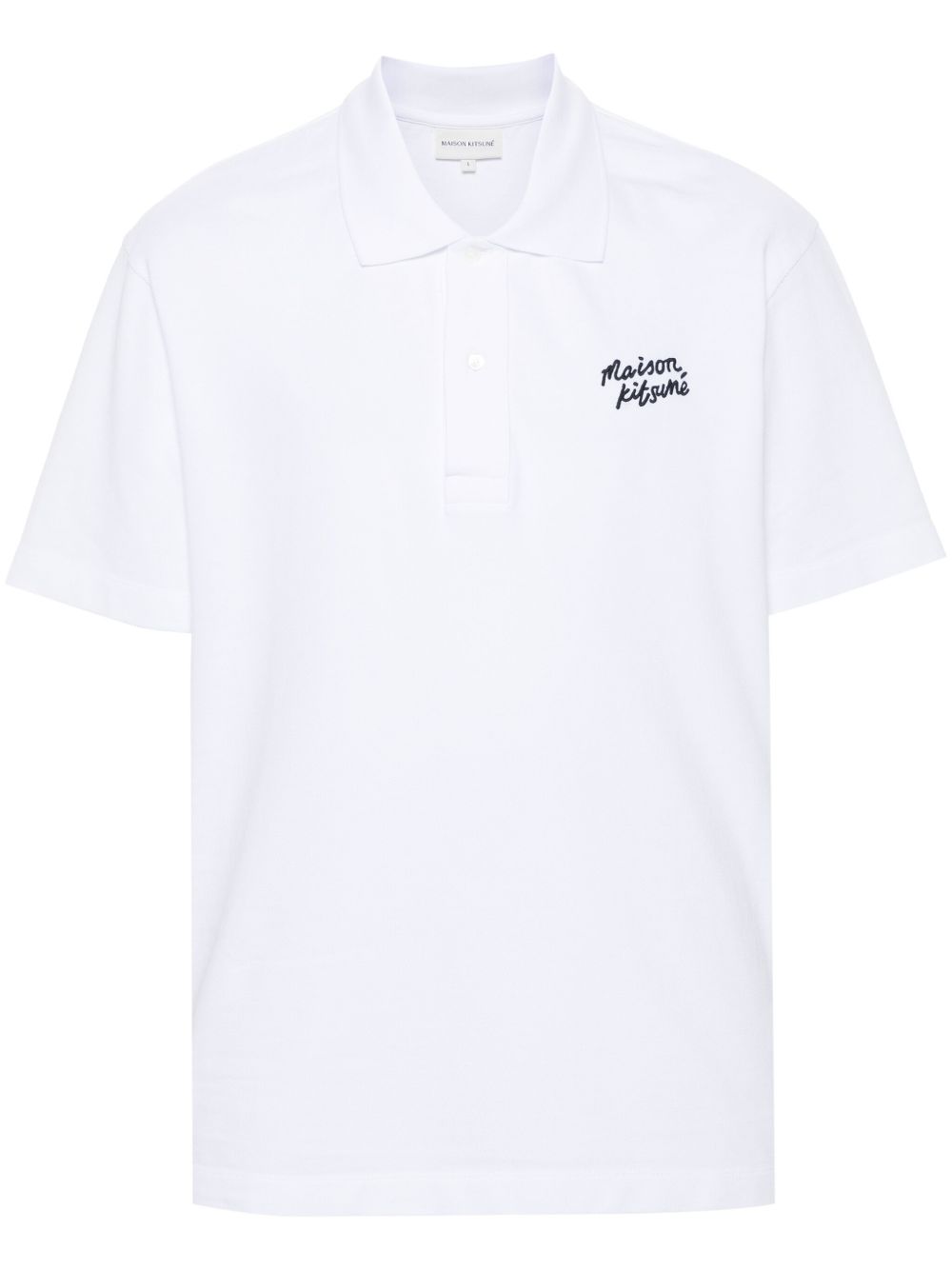 Maison Kitsuné Handwriting Cotton Polo Shirt White Men Polo Shirts Maison-Kitsune