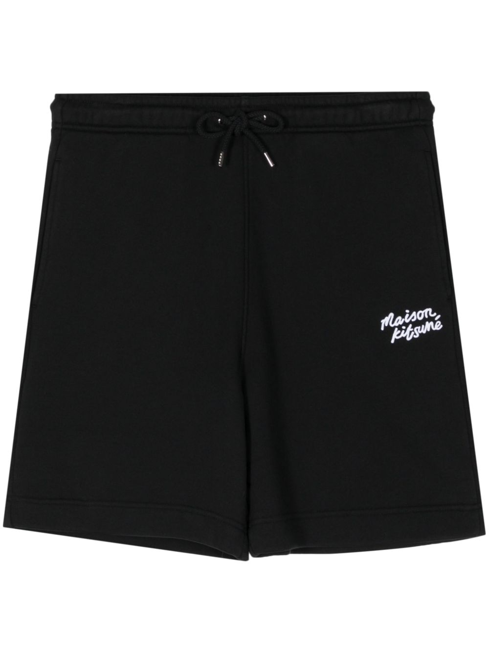Maison-Kitsune Maison Kitsuné logo-embroidered Cotton Shorts Black Men Bermuda Shorts