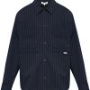 Maison-Kitsune Maison Kitsuné Pinstriped Shirt Jacket Blue Men Shirt Jackets