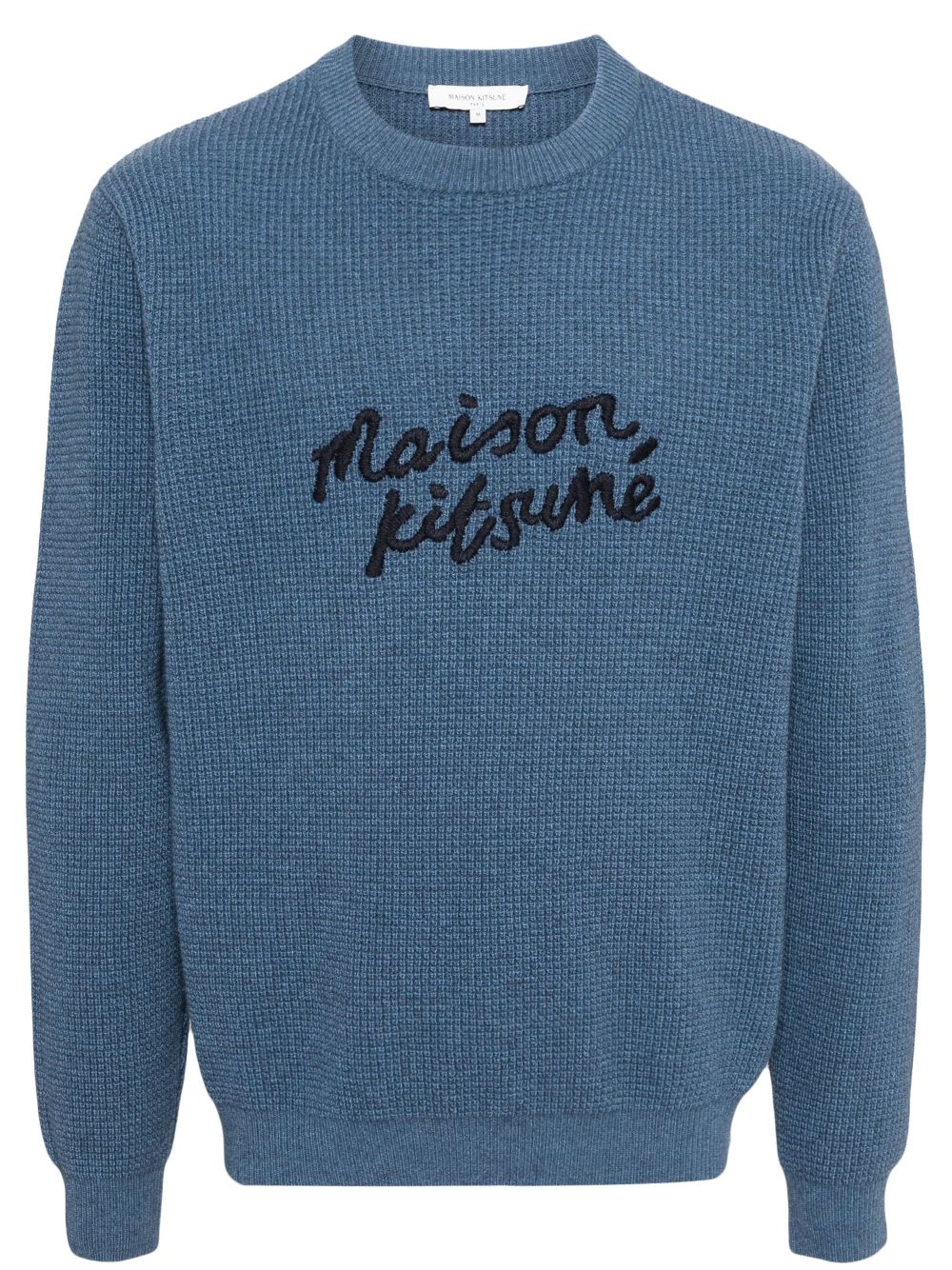 Maison Kitsuné Maison Kitsune Handwriting Jumper Blue Maison-Kitsune Men Knitted Sweaters