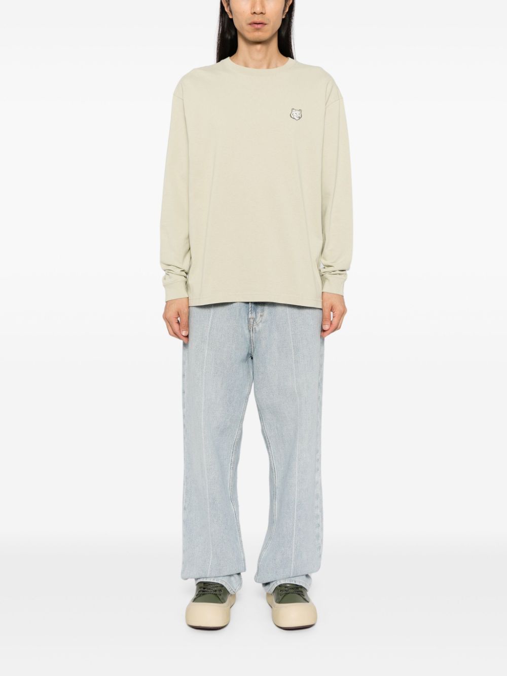 Men T-Shirts Maison-Kitsune Maison Kitsuné Bold Fox Head long-sleeved T-shirt Neutrals