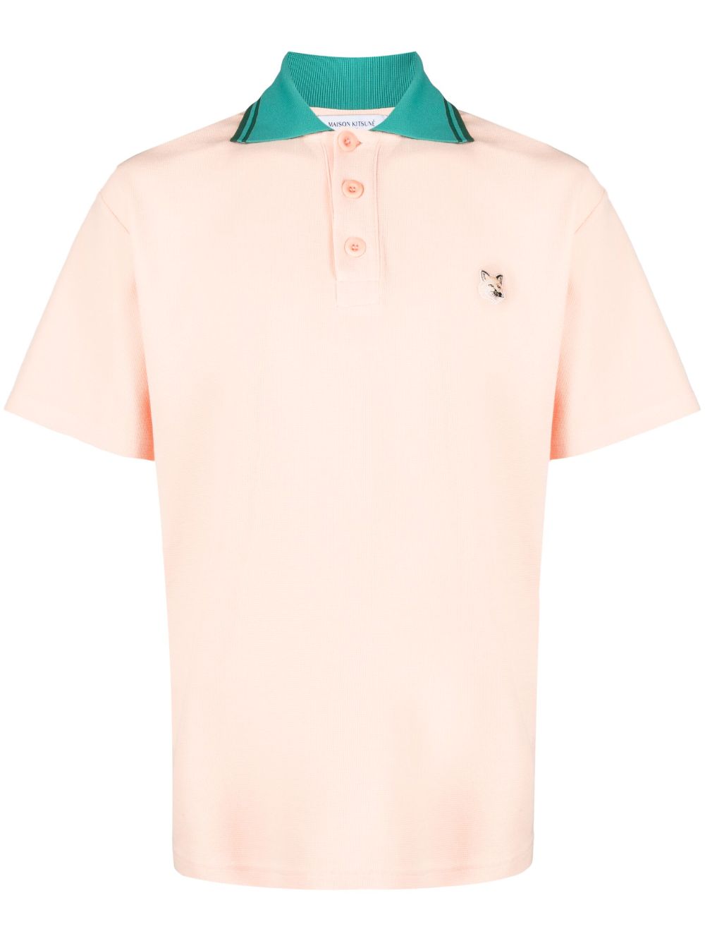 Maison Kitsuné logo-appliqué Piqué Polo Shirt Orange Men Polo Shirts Maison-Kitsune