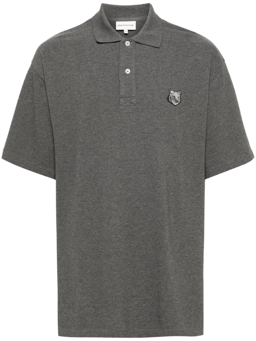 Maison-Kitsune Maison Kitsuné fox-motif Cotton Polo Shirt Grey Men Polo Shirts