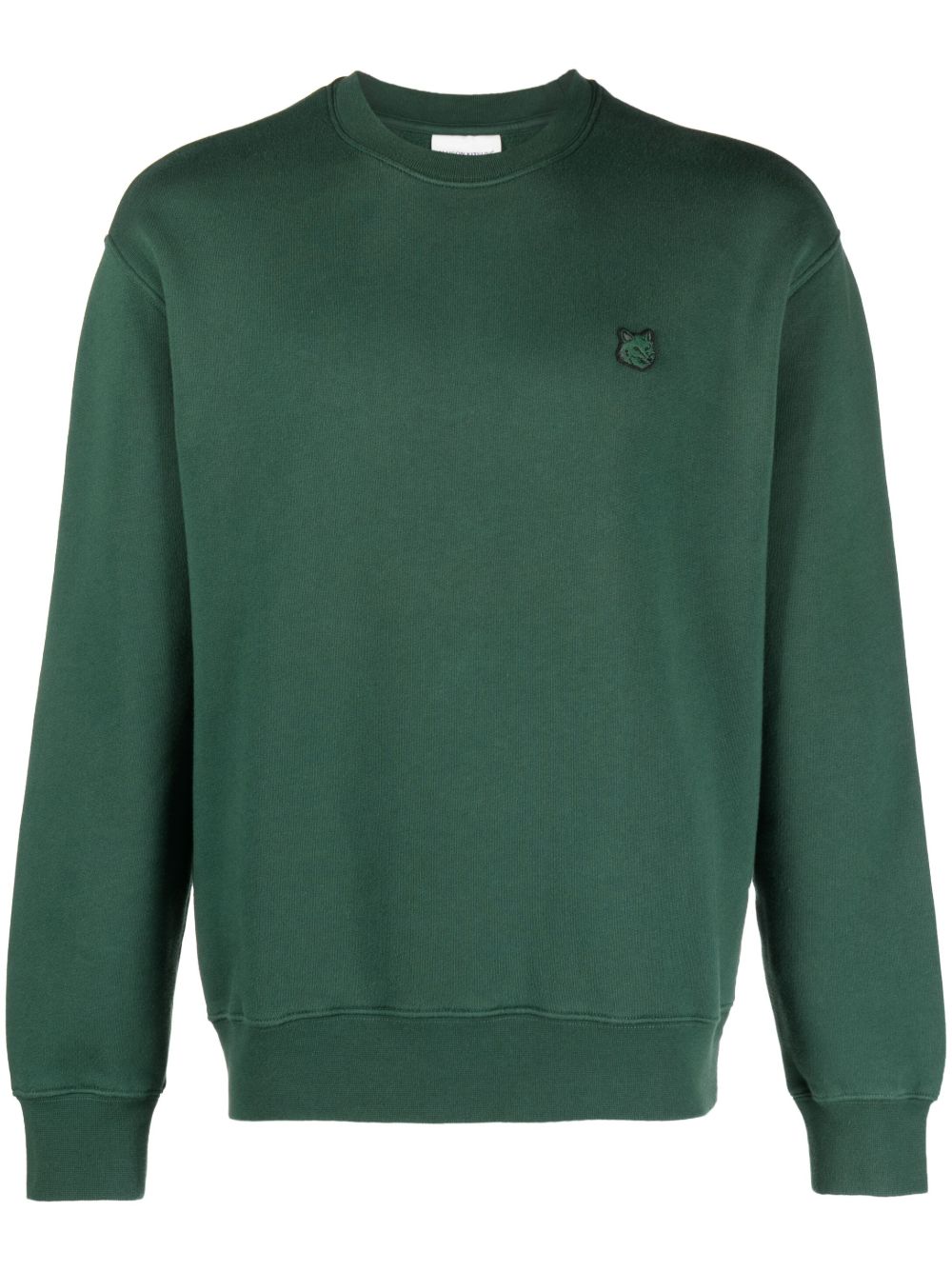 Maison-Kitsune Maison Kitsuné Fox-patch Cotton Sweatshirt Green Men Sweatshirts