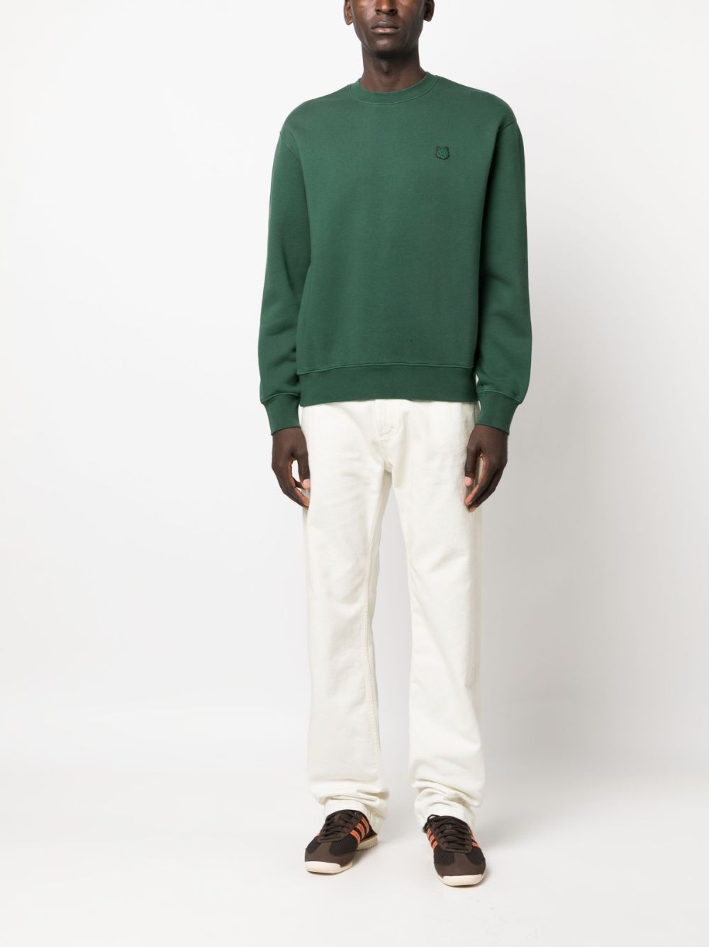 Maison-Kitsune Maison Kitsuné Fox-patch Cotton Sweatshirt Green Men Sweatshirts