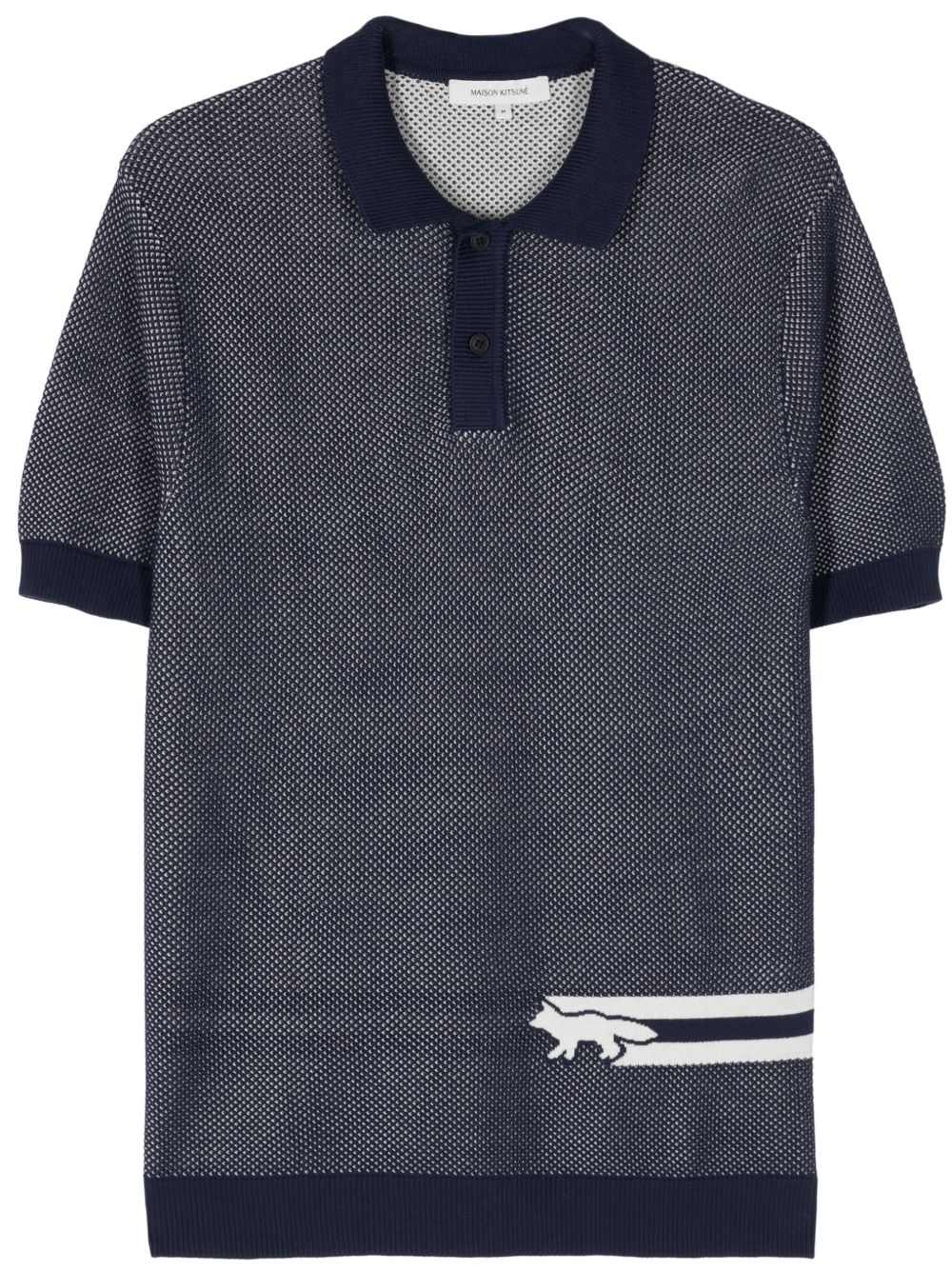 Maison-Kitsune Maison Kitsuné Fox-motif Cotton Polo Shirt Blue Men Polo Shirts