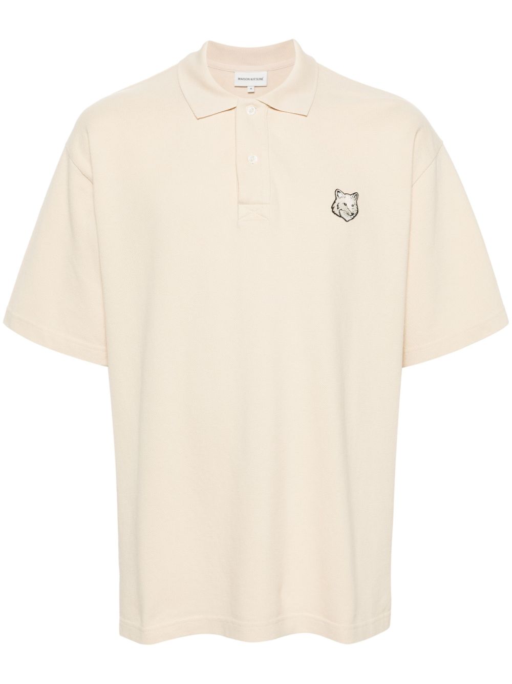 Maison Kitsuné fox-motif Cotton Polo Shirt Neutrals Men Polo Shirts Maison-Kitsune