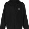 Maison-Kitsune Maison Kitsuné logo-patch zip-up Jacket Black Men Hooded Jackets