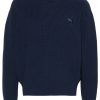 Maison-Kitsune Maison Kitsuné Embroidered Logo Cotton Blend Jumper Blue Men Knitted Sweaters