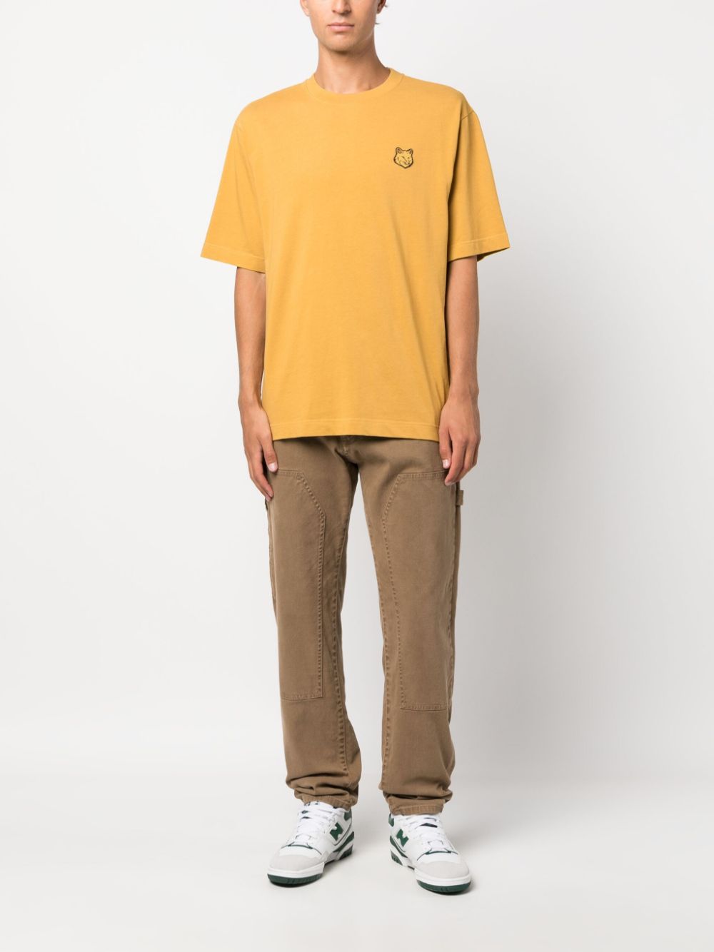 Men T-Shirts Maison-Kitsune Maison Kitsuné fox-patch Cotton T-shirt Yellow