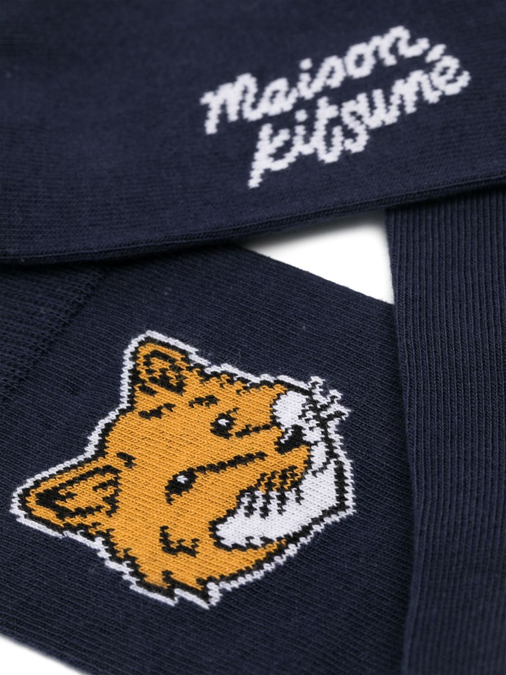 Maison Kitsuné Fox Head Socks Blue Maison-Kitsune Men Socks