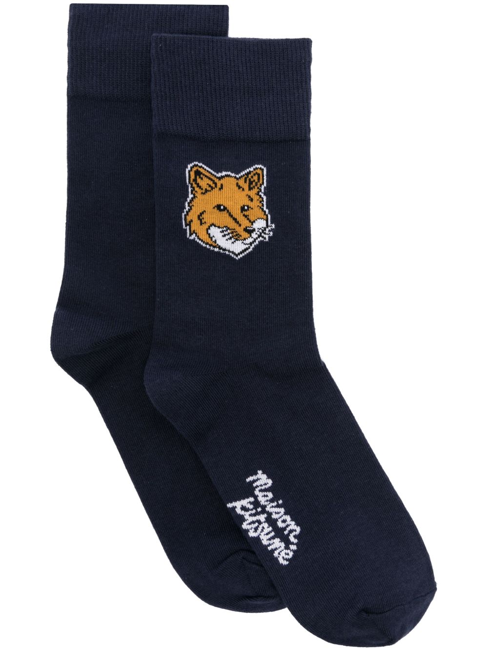Maison Kitsuné Fox Head Socks Blue Maison-Kitsune Men Socks